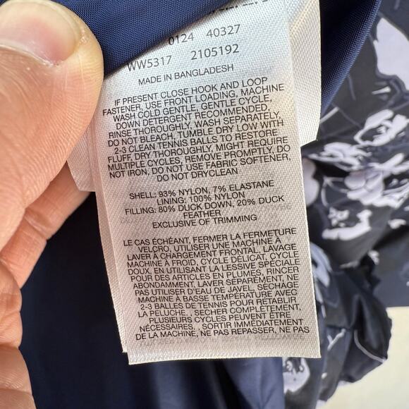 COLUMBIA WOMEN'S PLUS 1X/XL BOUNDLESS DAYS NAVY FLORAL PRINT LONG DOWN JACKET - Picture 5 of 8